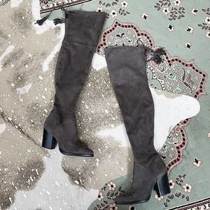 Marc Fisher | Mlalinda Vegan Grey Faux Suede Over The Knee Heeled Boots 8